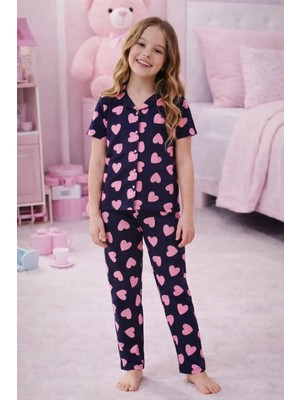 Pemilo Kız Çocuk 4001 % 100 Pamuk Kısa Kol Pijama Takımı