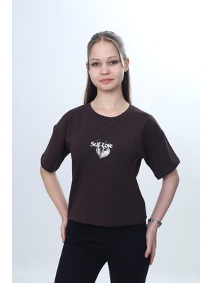 Toontoy Kız Çocuk Kalpli Varak Baskılı Tişört