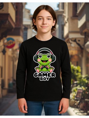 Mixxi Fashion Gamer Boy Oyuncu Erkek Baskılı Uzun Kollu Erkek Çocuk Tişört (4-13 Yaş)