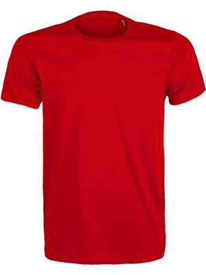 Premium Pamuk Likralı Basic Tişört Rahat Kalıp Unisex Günlük Spor T-Shirt Kırmızı