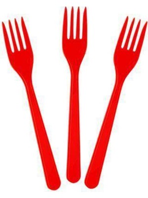 Parti Show Kırmızı Plastik Çatal Lüks (25 Adet)