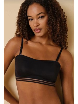 F.k Lazer Kesim Askısı Çıkarılabilir Straplez  Sütyen Siyah 1240