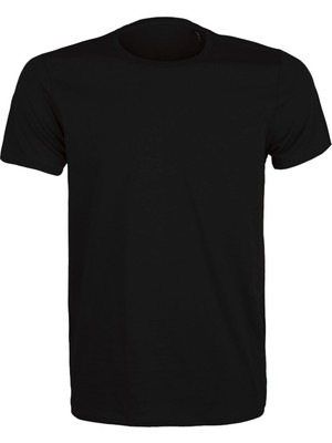 Premium Pamuk Likralı Basic Tişört Rahat Kalıp Unisex Günlük Spor T-Shirt Siyah