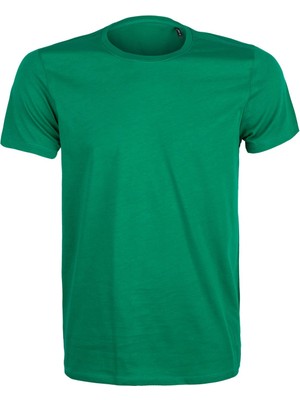 Premium Pamuk Likralı Basic Tişört Rahat Kalıp Unisex Günlük Spor T-Shirt Yeşil