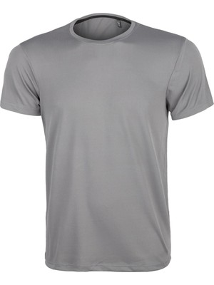 Premium Pamuk Likralı Basic Tişört Rahat Kalıp Unisex Günlük Spor T-Shirt Füme