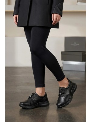 Ayakkabı Fuarı Elit ASMRT041-K Kadın Hakiki Deri Casual Ayakkabısı Siyah