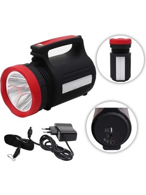 MidasTech Baretta 5W Şarjlı Spot El Feneri ve LED Işıldak - Powerbank Özellikli Projektör