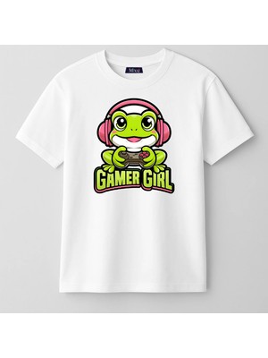 Mixxi Fashion Gamer Gırl  Oyuncu Kız Baskılı Kısa Kollu Kız Çocuk Tişört (4-13 Yaş)
