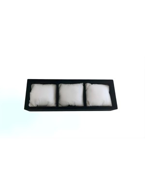 Mhr Kutu Tasarım 3 Bölmeli Ahşap Üzeri Siyah Kumaş Kaplama Saat Tablası Organizer