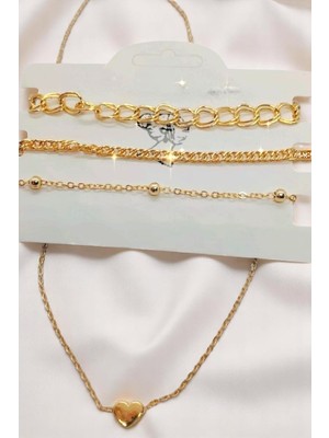 Katilus Gold Renk Kadıntakı Seti Bileklik ve Kolye