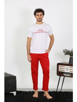 Çamaşır Kenti Erkek Kısa Kol Penye Beyaz Pijama Takımı