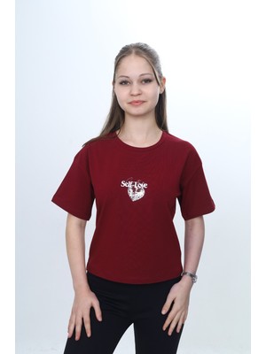 Toontoy Kız Çocuk Kalpli Varak Baskılı Tişört