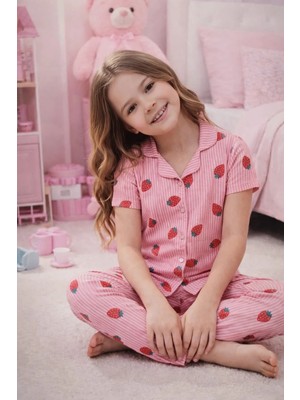 Pemilo Kız Çocuk 4002 Kısa Kol % 100 Pamuk Pijama Takımı