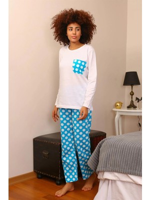 Çamaşır Kenti Kadın Uzun Kol Penye Pijama Takım Beyaz