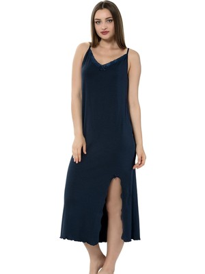 Çamaşır Kenti Bayan Ip Askılı Uzun Gecelik Siyah