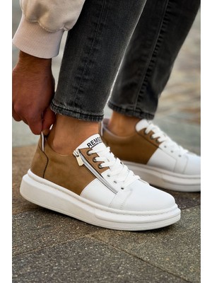 Hsc Bilişim RS601 - Lüx Süet Erkek Ayakkabı Beyaz/vızon