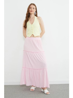 FullaModa Beli Lastikli Bürümcük Kumaş Etek