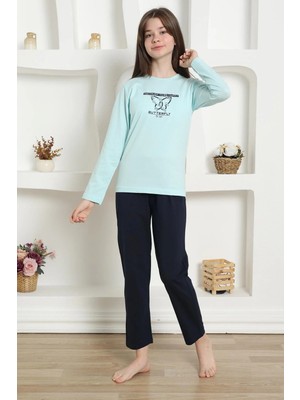 Çamaşır Kenti Kız Çocuk Penye Pijama Takım Su Yeşili