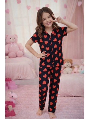 Pemilo Kız Çocuk 4005 Kısa Kol % 100 Pamuk Pijama Takımı