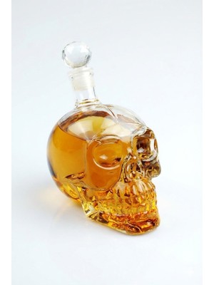 MidasTech Crystal Head Kuru Kafa Cam Şişe Viski Likör Hediyelik Sürahi (1000 Ml)