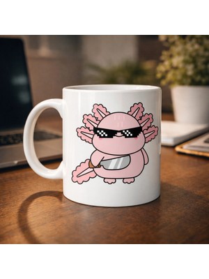 Nexgen Cool Axolotl Tasarımlı Porselen Kupa Model 83 – Eğlenceli, Sevimli ve Enerji Dolu Kahve Kupas