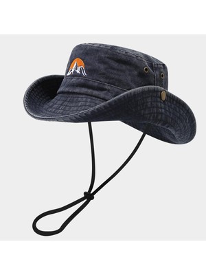 Valkyrie Outdoor Balıkçı Şapkası Geniş Kenarlı Dağ Nakışlı Kamp Yürüyüş Balıkçı Şapka Siyah