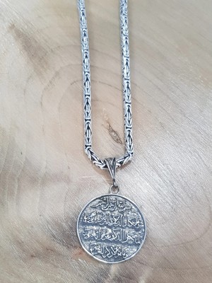 Canka Ihlas Duaları Yazılı Kolye Ucu ve Kral Zincir Çift Yönlü
