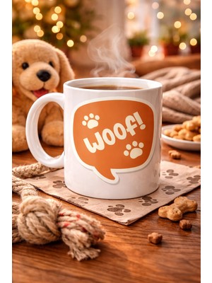 Nexgen Woof! Köpek Temalı Porselen Kupa Model 54 – Sevimli Patili Tasarım, Kahve & Çay Kupası, Hayva
