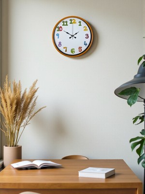 MidasTech 36 cm Turuncu Çocuk Odası Duvar Saati