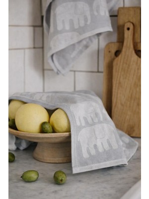 Ege Cotton Elephant Mutfak Kurulama Havlusu 3’lü Set 50X70 cm %100 Pamuk Gri Mutfak Kurulama Havlusu
