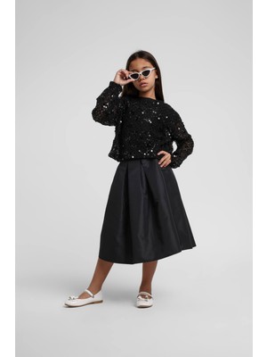 Escabel Kız Çocuk Pullu Bluz ve Etek Takım 36182