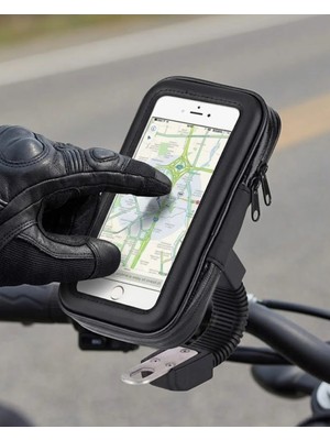 Flamex 360 Derece Döner Su Geçirmez Bisiklet Telefon Tutucu Gidon Montaj Standı