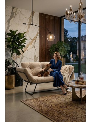 AVYNA Nexora™ Comfortbed Koltuk | Premium Yataklı Ikili Kanepe - Krem