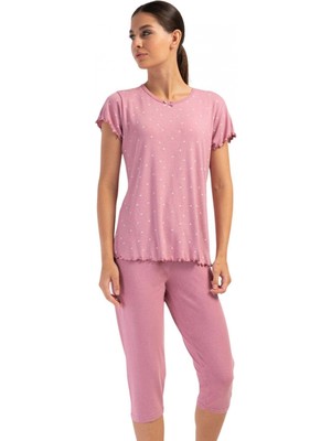 Marsilyan- Likralı Viskon Battal Kayık Yaka Kısa Kol Kapri Ta