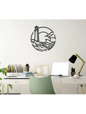 Diken Store Fırtınalı Deniz Feneri Duvar Dekoru Ahşap Tablo