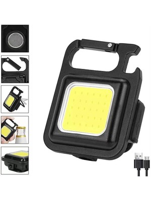 Nexgen Hs-37 LED Anahtarlıklı Cep Boy Cob LED Metal Kasa Mıknatıslı Şişe Açacağı Usb’li Şarj Edilebi