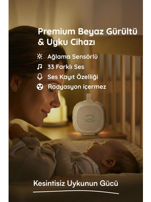 Budizzz Plus Ağlama Sensörlü Beyaz Gürültü Cihazı | 33 Sesli | Anne Ses Kayıtlı | Bebek Uyku Cihazı