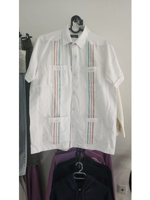 Erkek Nakış Detay Kısa Kollu Gömlek