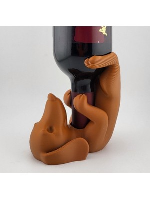 Sevimli Köpek Tasarımlı Dekoratif Şarap Şişesi Tutucu - Eğlenceli Masaüstü Şişe Standı