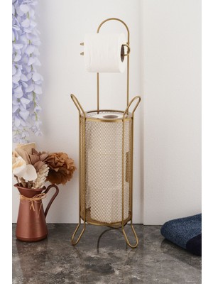 Özbience Şık Metal Sepetli Tuvalet Kağıtlığı, Antik Tarz Tasarım