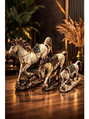 Seymen Bıçakçılık Dekoratif At Biblo Seti 3’lü – Vintage Tasarım At Heykeli Salon Ofis Masa Üstü Dekorasyonu