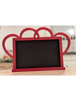 "love" Yazılı Kalp Detaylı 3D Fotoğraf Çerçevesi - Sevgiliye Özel Romantik Masa Üstü Dekoratif Resim Standı