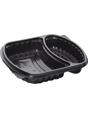 Home 2 Bölmeli Kapaklı Servis Seti – Siyah 50 Adet