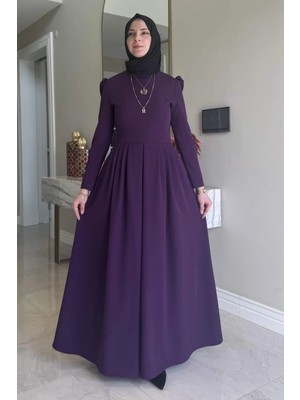 Rabia Şamlı Rose Elbise Mürdüm