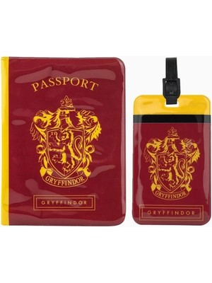 Cinereplicas Harry Potter Gryffindor Pasaport Kılıfı ve Valiz Etiketi Seti