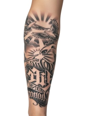 Tattoo Gerçekçi Memonto Mori ve Kuşlar  Model Geçici Kol Bacak Geçici Sticker Yapıştırma Dövme