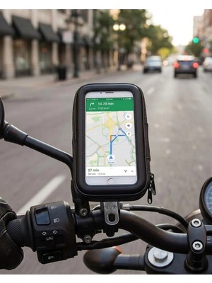 Flamex Su Geçirmez Motosiklet Bisiklet Telefon Tutucu 360 Derece Döner Gidon Telefon Standı