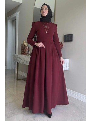 Rabia Şamlı Rose Elbise Bordo
