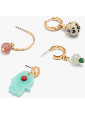 Parfois Taşlı Asimetrik Halka Küpe Seti