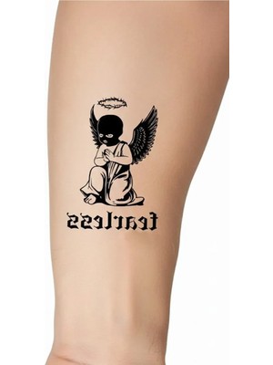 Tattoo Gerçekçi Fearless Melek Ganstar Minimal Model Geçici Kol Bacak Geçici Sticker Yapıştırma Dövme